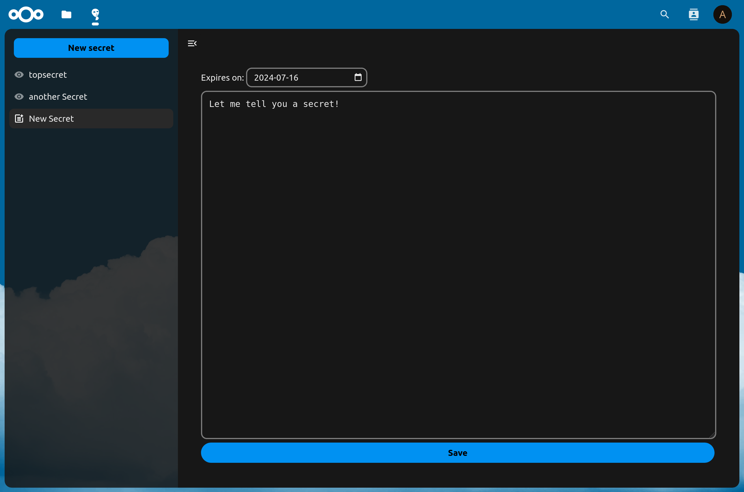 Nextcloud Secrets Screenshot